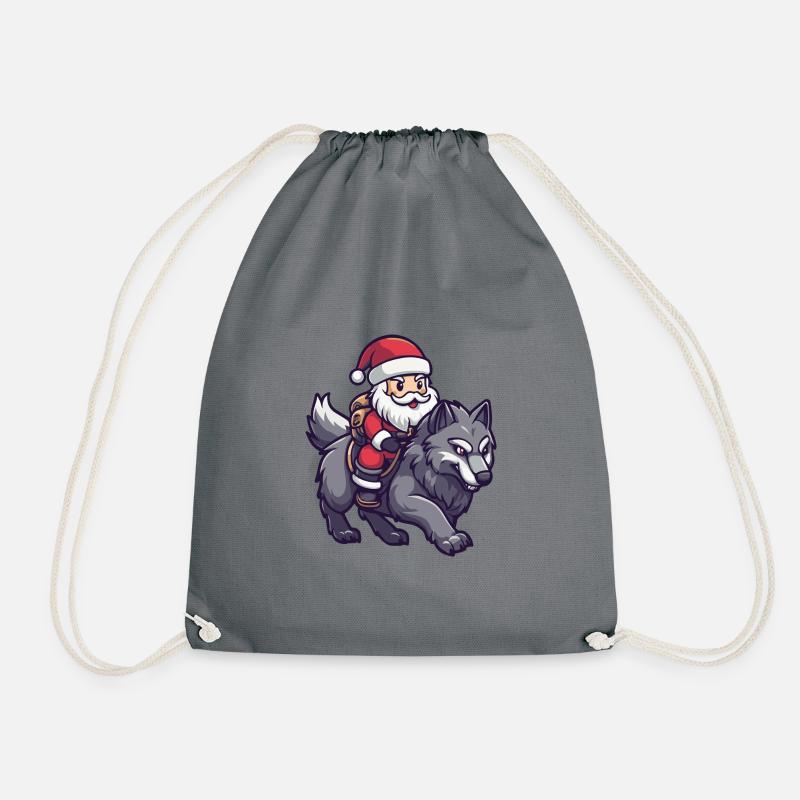 Wolf Weihnachtsmann - Turnbeutel - Grau
