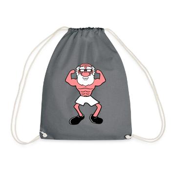 alt opa grossvater hornbrille bart bodybuilder sta - Turnbeutel - Grau - Vorne