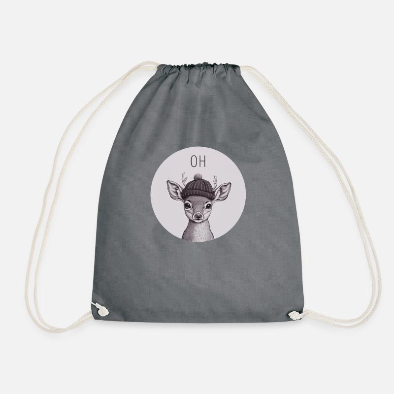 Oh Deer - Drawstring Bag - grey