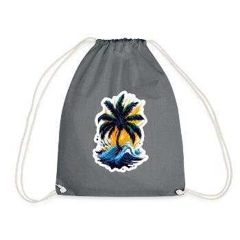Palme im Meer - Turnbeutel - Grau - Vorne