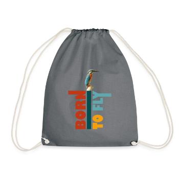 Born to fly, Kingfisher - Drawstring Bag - grey - Front