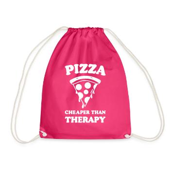 Pizza billiger als Therapie - Turnbeutel - Fuchsia - Vorne