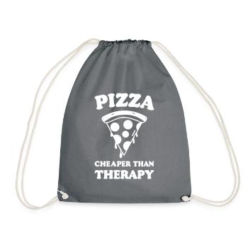 Pizza Cheaper than Therapy - Drawstring Bag - grey - Front