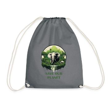 Save our planet - Environmental protection Climate protection - Drawstring Bag - grey - Front