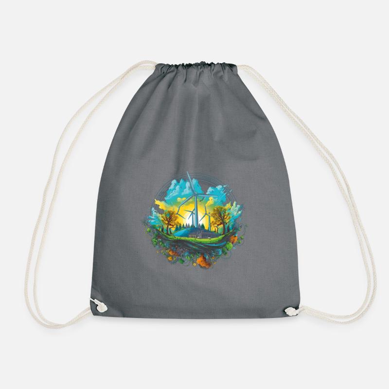 Wind turbine Wind turbines Environmental protection - Drawstring Bag - grey