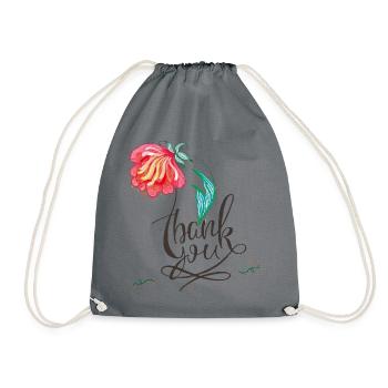 Floral Thank You Logo in Watercolor Style - Drawstring Bag - grey - Front