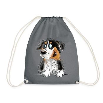 Funny Australian Shepherd Black Tri - Drawstring Bag - grey - Front