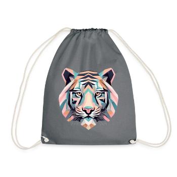 Geometric Tiger Geschenk Geometrisch - Turnbeutel - Grau - Vorne