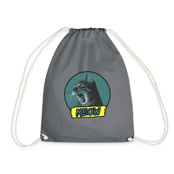 MEOW Katze Cat - Drawstring Bag - grey - Front