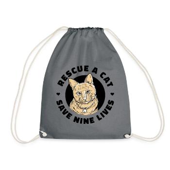 Rescue A Cat Save Nine Lives Cat Owner Animals Kit - Turnbeutel - Grau - Vorne