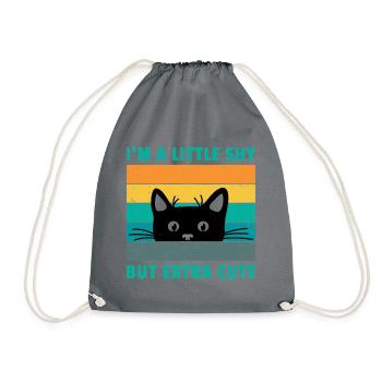 I'm A Little Shy But Extra Cute Retro Cat Lover Ca - Turnbeutel - Grau - Vorne