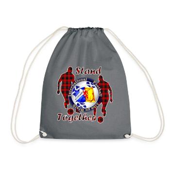 Scotland nation football red tartan stand together - Drawstring Bag - grey - Front