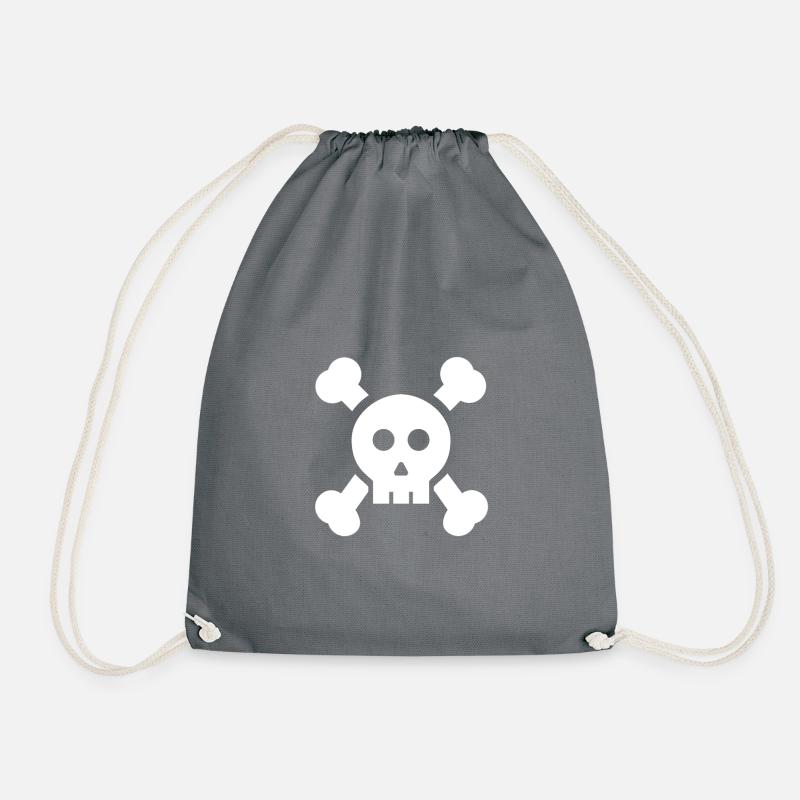 Pirate Skull White - Drawstring Bag - grey
