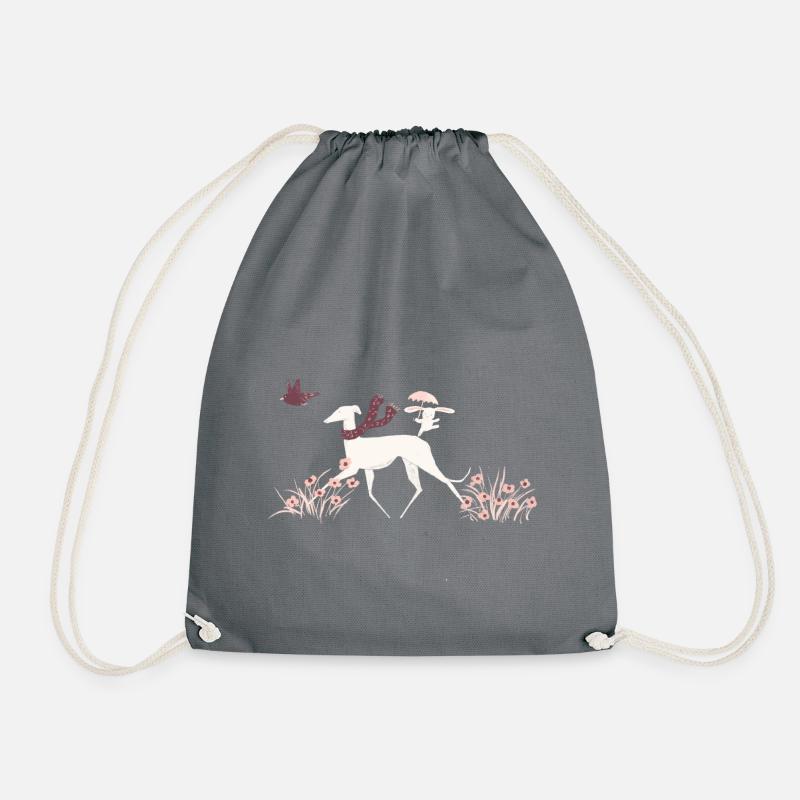 Greyhound with friends - Drawstring Bag - grey