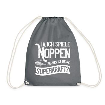 Ja ich spiele Noppen und was ist deine Superkraft? - Turnbeutel - Grau - Vorne