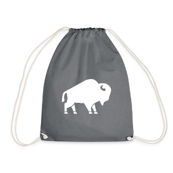 Bison Icon White - Drawstring Bag - grey - Front