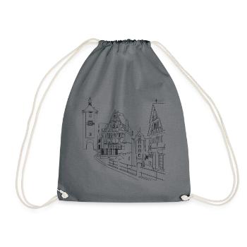 Motif Plönlein | Rothenburg ob der Tauber - Drawstring Bag - grey - Front