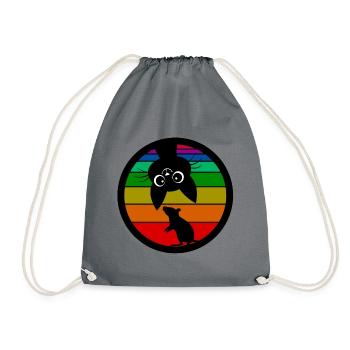 Katze Katzen Maus Kätzchen Regenbogen Fun Shirt - Turnbeutel - Grau - Vorne