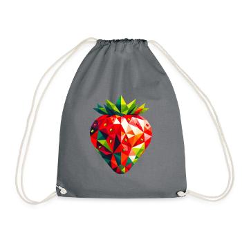 Abstract Geometric Strawberry - Color Design - Drawstring Bag - grey - Front