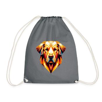 Geometrischer Golden Retriever: Mosaik der Wärme - Turnbeutel - Grau - Vorne