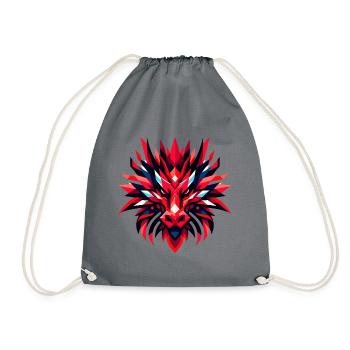 Geometrischer Feuerdrache: Mythische Rote Majestät - Turnbeutel - Grau - Vorne