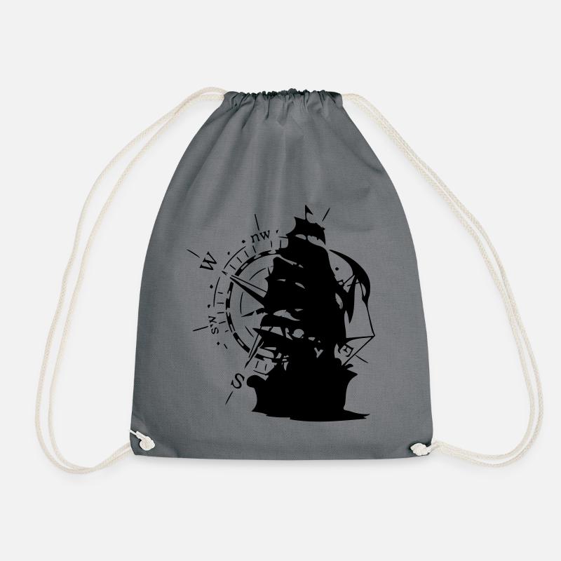 WindRose mit Segelschiff | Freizeimode Bstyled - Turnbeutel - Grau