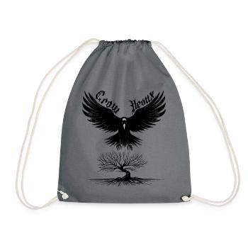 Crow Heaux Unique crow design. - Drawstring Bag - grey - Front