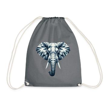 Abstract Geometric Elephant - Color Design - Drawstring Bag - grey - Front