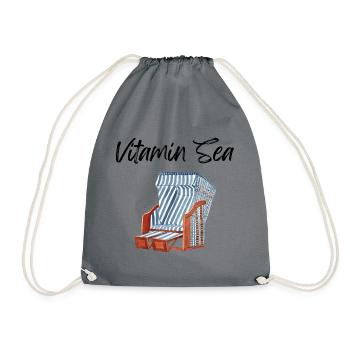 Vitamin Sea: Strandkorb Design für Meerliebhaber - Turnbeutel - Grau - Vorne