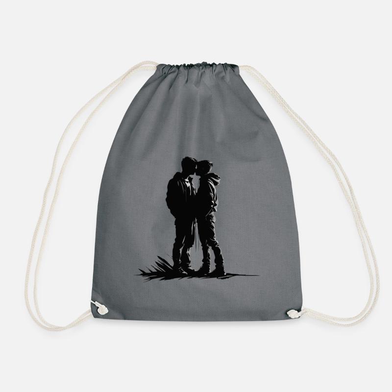 Two boys kissing - Turnbeutel - Grau