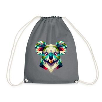 Abstract Geometric Koala - Color Design - Drawstring Bag - grey - Front