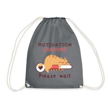 Chilling cat: Motivation is loaded - Drawstring Bag - grey - Front