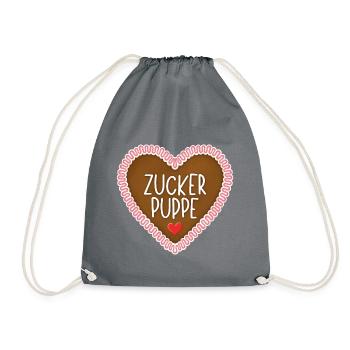 Zuckerpuppe Lebkuchenherz - Turnbeutel - Grau - Vorne