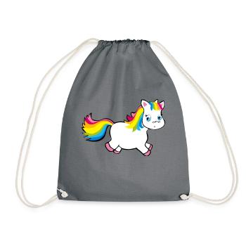 Unicorn pummel in rainbow colors Unicorn pink - Drawstring Bag - grey - Front