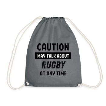 Caution may talk about rugby at any time - Drawstring Bag - grey - Front
