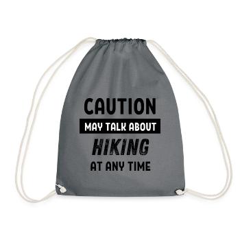 Caution may talk about hiking at any time - Drawstring Bag - grey - Front