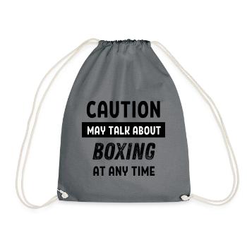 Caution may talk about boxing at any time - Drawstring Bag - grey - Front