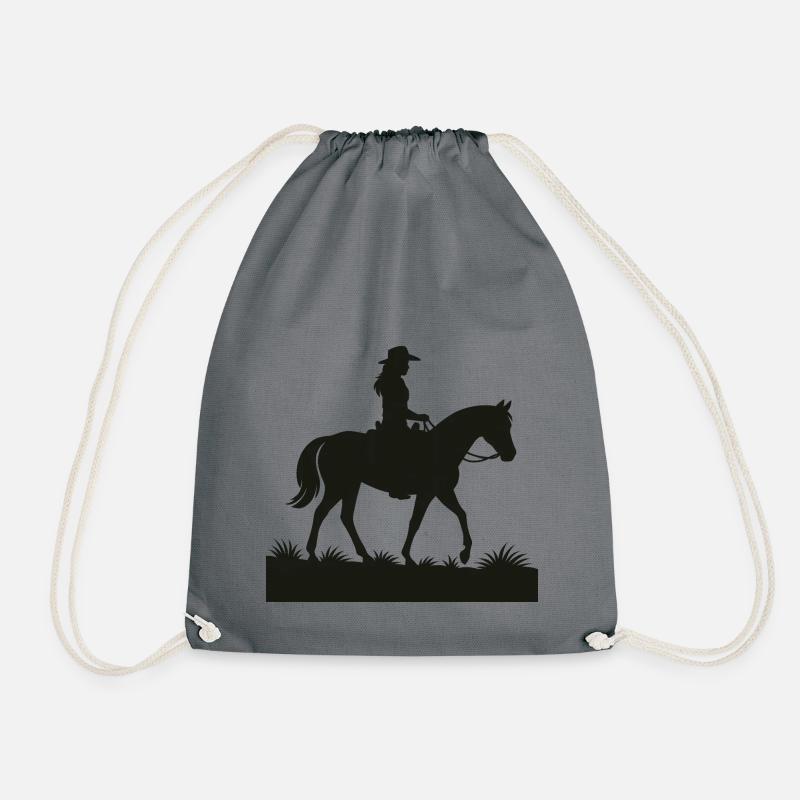 Westernreiterin Silhouette - Turnbeutel - Grau