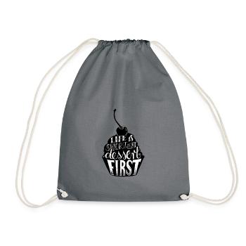 eat dessert first - Drawstring Bag - grey - Front