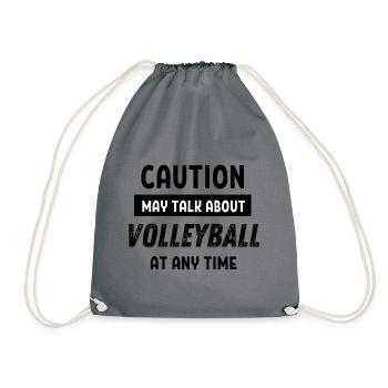 Caution may talk about volleyball at any time - Drawstring Bag - grey - Front