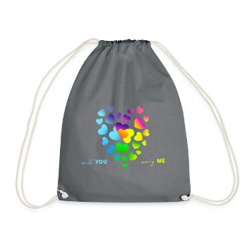 marry wedding engagement - Drawstring Bag - grey - Front