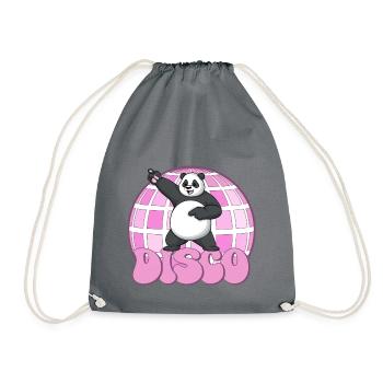 Panda Bär Tanzen Disco Party 70er Jahre Discokugel - Turnbeutel - Grau - Vorne