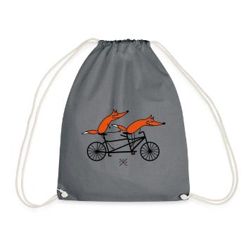 Schlaue Tandemfahrer - Turnbeutel - Grau - Vorne
