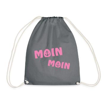 Moin Moin mit Anker - Turnbeutel - Grau - Vorne
