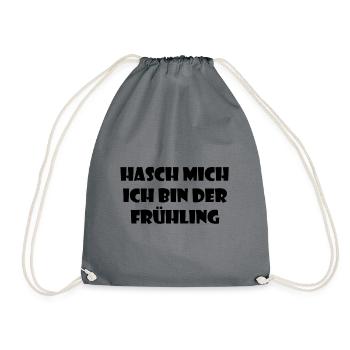 Hash me, I'm spring! -black - Drawstring Bag - grey - Front