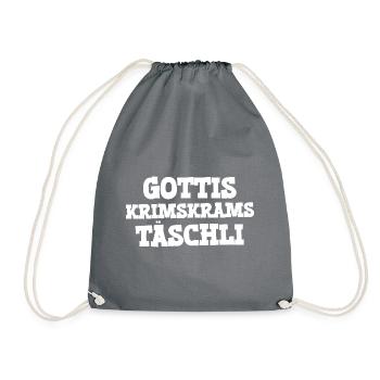 Gottis Krimskrams Täschli Gotti Schweiz Mami Grosi - Turnbeutel - Grau - Vorne