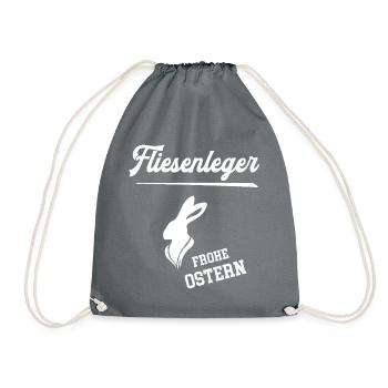 Fliesenleger Frohe Ostern Bodenleger Oster Outfit - Turnbeutel - Grau - Vorne