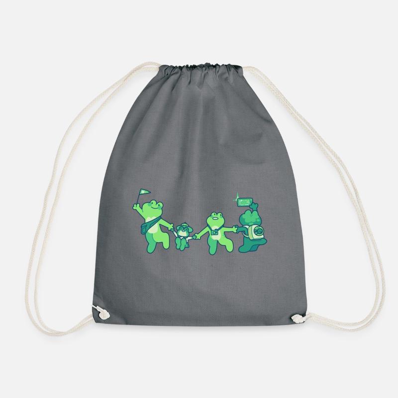 Frog Tourists - Drawstring Bag - grey