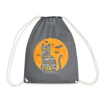 Halloween Katze Hexe - Turnbeutel - Grau - Vorne