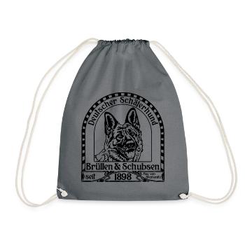 Schäferhund Brüllen und Schubsen schwarz - Turnbeutel - Grau - Vorne